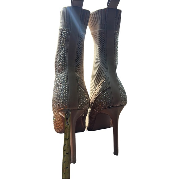 STEVE MADDEN NUDE RHINESTONE SOCK BOOTIES - Picture 4 of 6